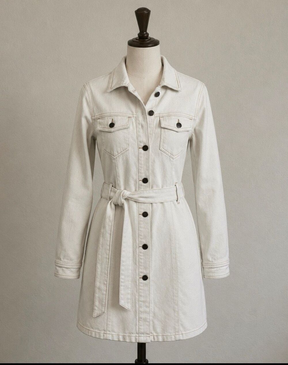 a.n.a (A New Approach) cream denim shirt dress